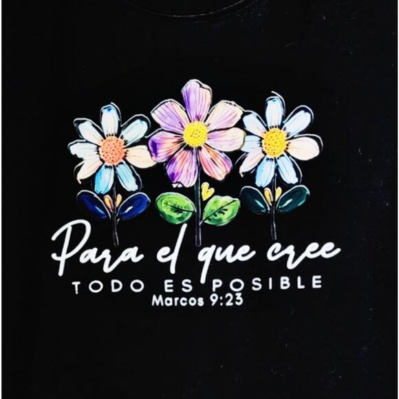 NWT Para El Que Cree Todo Es Posible Black Christian T-Shirt, Women's S - Picture 2 of 3